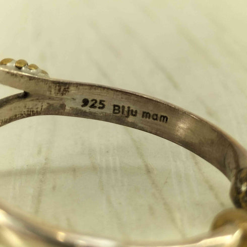 Biju mam silver925刻印 ホワイトムーンストーン リング レディース  14-15号